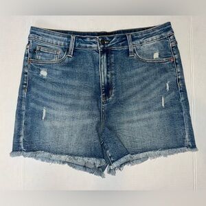 Judy Blue Size XL Denim Jean Shorts Frayed Hem Cut Offs - JB150040 stretch